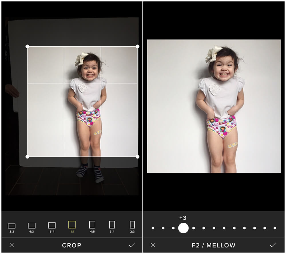 audrey blake photography showing the final editing steps using VSCOcam