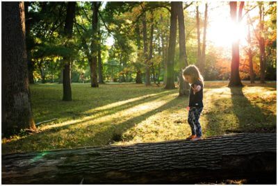 Dancing on a log, Brookdale Park family photo shoot in the Fall with audrey blake PHOTOGRAPHY
